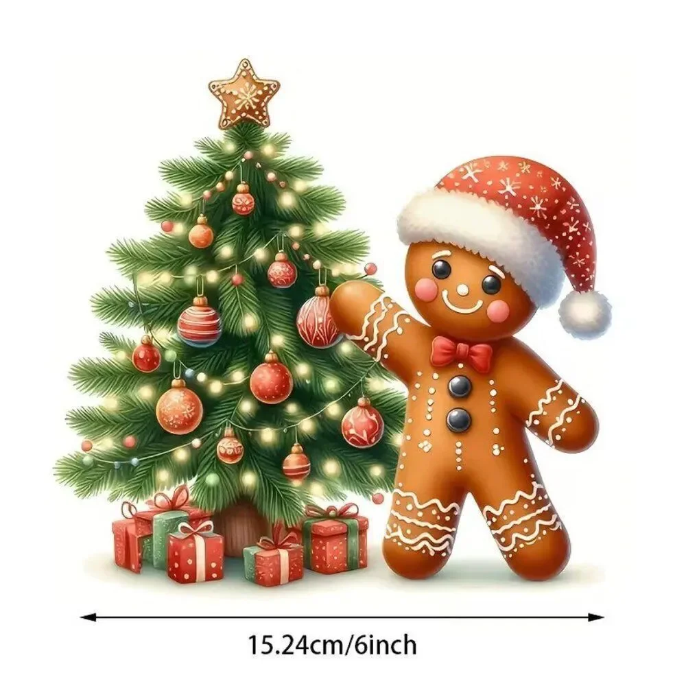 Gingerbread Man and Christmas Tree Sticker for Festive Christmas Atmosphere